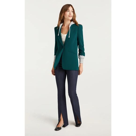 NEW Cinq A Sept Hooded Chloe Jacket in Green Onyx Size 0 - Picture 1 of 6